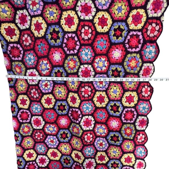 Kaffe Fassett Pine Cone Hill Wool Crochet Granny Hexagon Afghan Throw Blanket - Picture 7 of 11